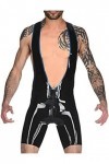 Débardeur En Latex De Caoutchouc Pour Homme Catsuit Homme Combinaison Avec Entrejambe Zip Blanc Et Noir,Violet Et Noir,XL