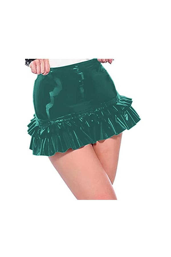 Mini jupe sexy rose en cuir pour femme - Pour fête en boîte de nuit - En cuir PVC - Pour pole dance - Costume sexy - Crayon p