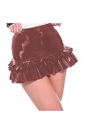 Mini jupe sexy rose en cuir pour femme - Pour fête en boîte de nuit - En cuir PVC - Pour pole dance - Costume sexy - Crayon p