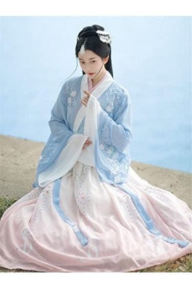 Mkjuuior Hanfu - Vêtements traditionnels chinois anciens pour femmes - Costume de fée folk oriental - 4,5 m - Ensemble comple
