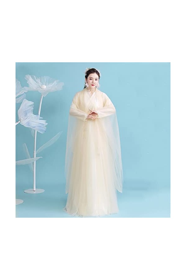 Mkjuuior Costume ancien Hanfu - Robes traditionnelles chinoises - Tenue de fée élégante - Jupe de performance - Cosplay - Pea