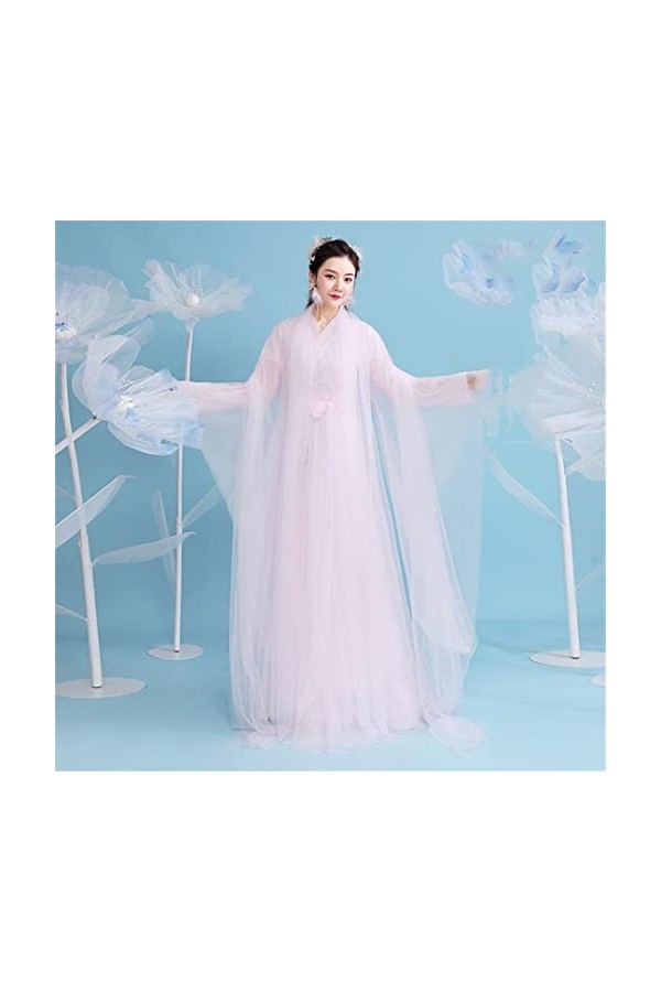Mkjuuior Costume ancien Hanfu - Robes traditionnelles chinoises - Tenue de fée élégante - Jupe de performance - Cosplay - Pea