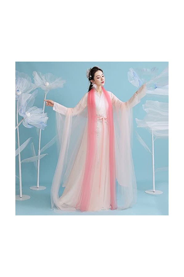 Mkjuuior Costume ancien Hanfu - Robes traditionnelles chinoises - Tenue de fée élégante - Jupe de performance - Cosplay - Pea
