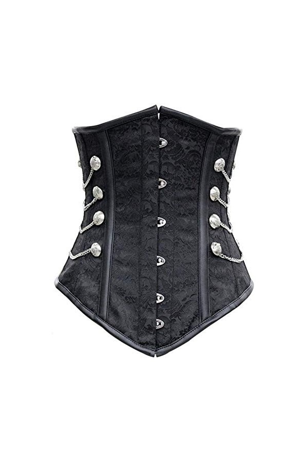 QARNBERG Lingerie pour Femme Sexy Femme Steampunk Corset Vintage Cuir Corset Underbust Sexy Noir Jacquard Noir XXL 
