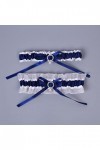 JJZXD Boucles de jambe élastique arc en satin buts bleus sexy Color : Blue, Size : 2PCS 