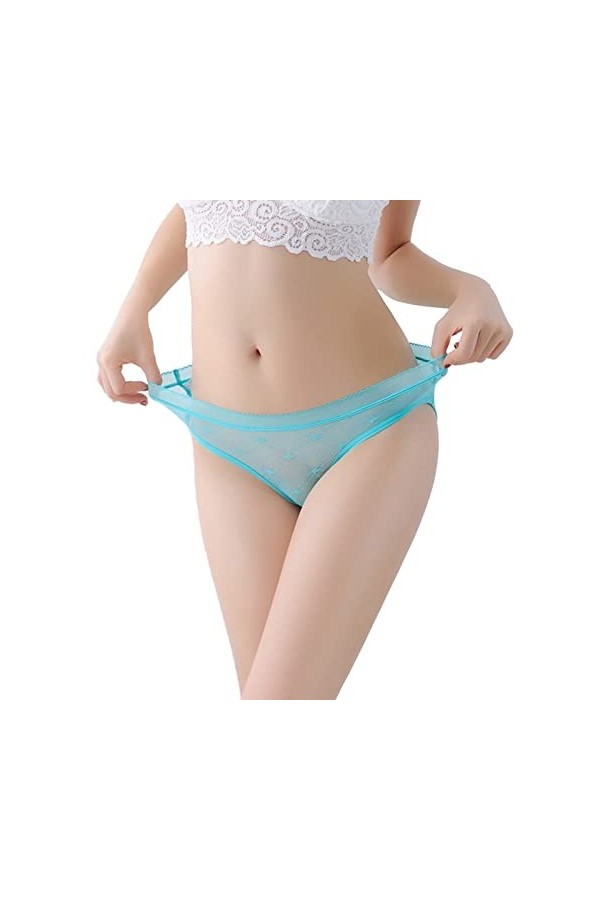 Vexiangni Culotte sexy en dentelle florale pour femme - En maille filet - Pour cosplay - Sexy - String pour femme, beige, M