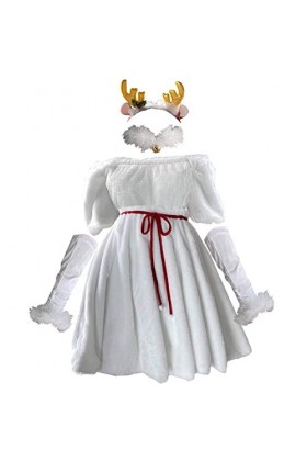 NC Costume de Noël pour femme - Costume de Père Noël - Lingerie sexy pour Halloween - Blanc