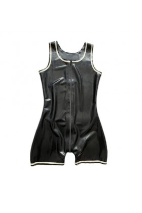 AZRLZP Combinaison sans manches en caoutchouc Latex pour hommes, justaucorps en caoutchouc de Style réservoir avec fermeture 