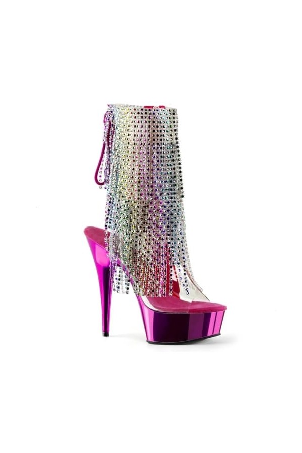 PROMI Talon Aiguille Talons Hauts 15cm Tassel Fine Heel Stage Pole Dancing Low Boots-Purple 2||37