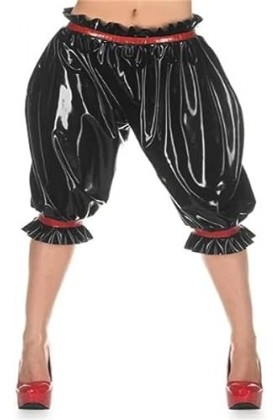 IDOBLO Transparent avec Un Pantalon en Latex Rouge pour Femme Fait À La Main,comme Image,XS