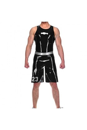 Latex Caoutchouc Catsuit Uniforme Costume sans Manches Sexy Costume De Sport Wetlook Couleur Unisexe Taille Personnalisée XXS