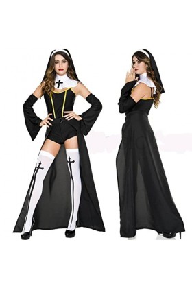 Costume dHalloween sexy pour femme Omen Mauvaise Habit Nune Costume religieux pour adulte