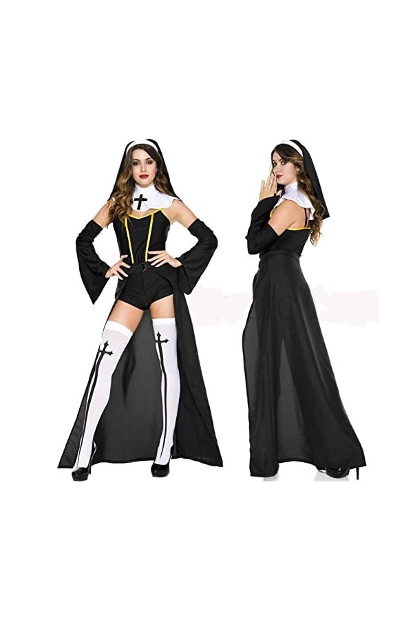 Costume dHalloween sexy pour femme Omen Mauvaise Habit Nune Costume religieux pour adulte