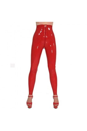 lingerie érotique femme100% caoutchouc latex gummi 0.40mm pantalon legging pantalon fermeture éclair avant-Rose_XXXL