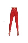 lingerie érotique femme100% caoutchouc latex gummi 0.40mm pantalon legging pantalon fermeture éclair avant-Rose_XXXL