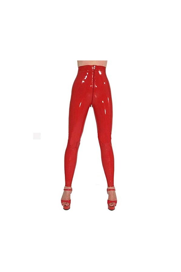 lingerie érotique femme100% caoutchouc latex gummi 0.40mm pantalon legging pantalon fermeture éclair avant-Rose_XXXL