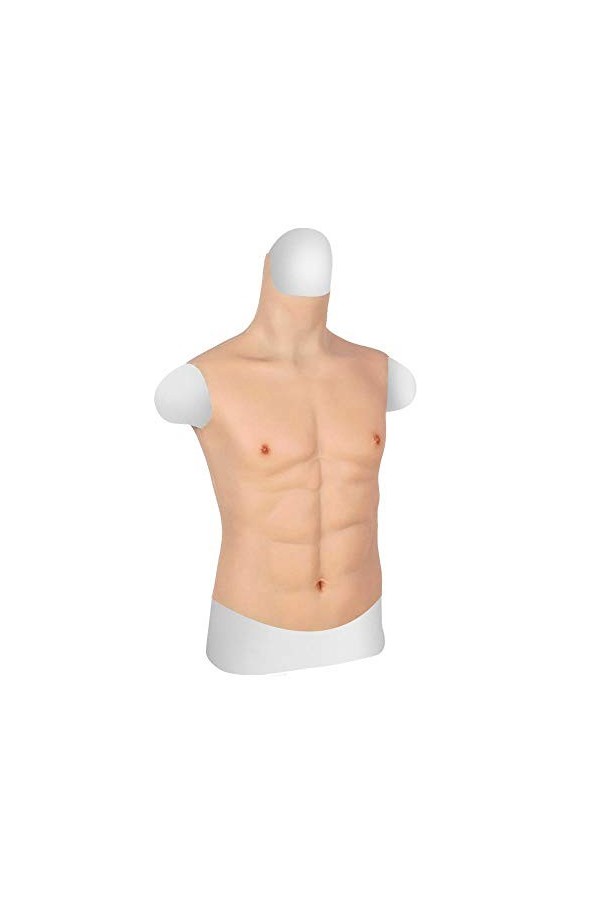 HSDCK Faux mâle Poitrine en Silicone Muscle moitié du Corps Col Haut Hollaween Accessoires Cosplay Costume Mascarade réaliste
