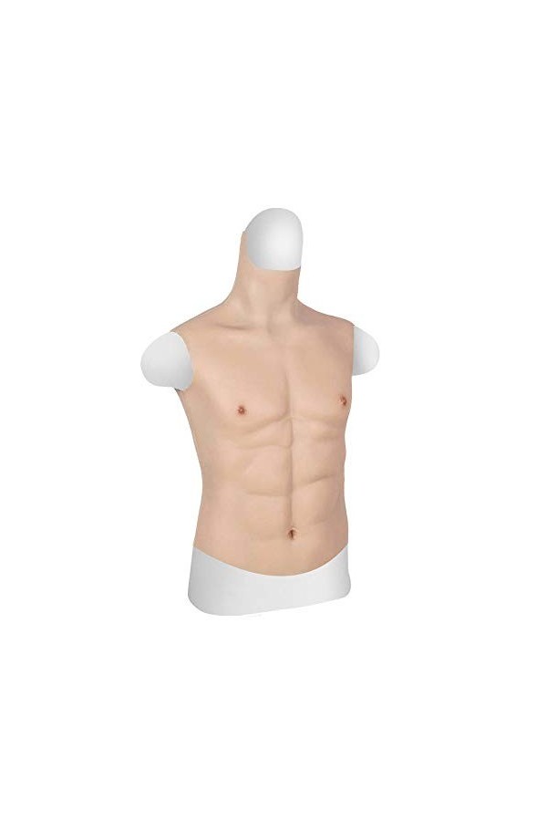 HSDCK Faux mâle Poitrine en Silicone Muscle moitié du Corps Col Haut Hollaween Accessoires Cosplay Costume Mascarade réaliste