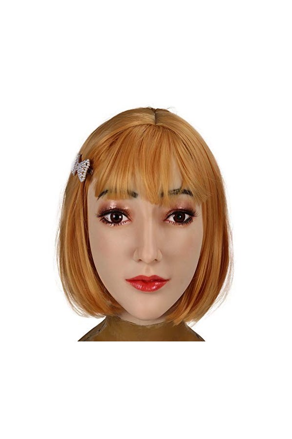 YIQI Silicone réaliste homme à femme masque de tête en Silicone pour Crossdresser Transgenre Costumes faits à la main Blanc 