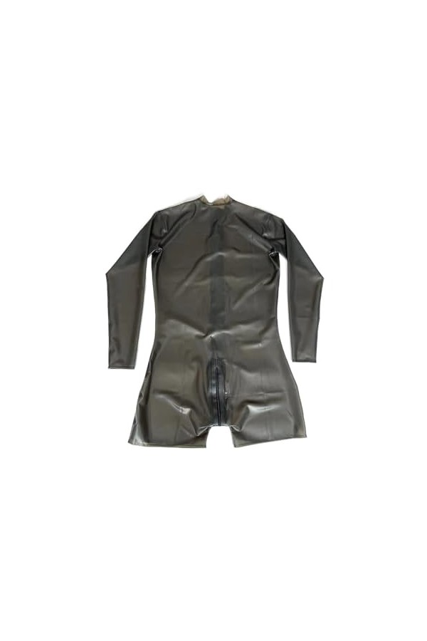 Catcuit en Latex noir Transparent pour hommes, avec fermeture éclair au dos, en caoutchouc naturel, jambes courtes, vêtements