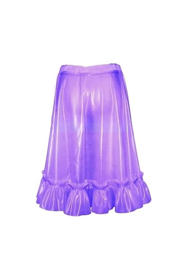 ANTIY Jupes en Latex Sexy Violet Transparent avec Bas en Caoutchouc Courts À Volants,Couleur Personnalisée,XX-Grand