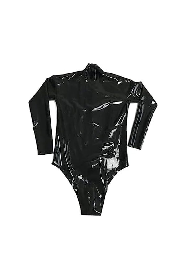ANTIY Combinaison en Caoutchouc De Maillot De Bain en Latex À Manches Longues pour Femmes Noires Sexy avec Fermeture À Glissi