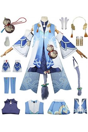 Foanja Déguisement Bailu Femme Cosplay Anime Jeux Honkai Star Rail Bailu Complets Uniformes et Accessoires Queues pour Hallow