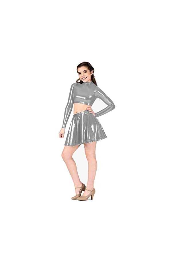 Crop Top Elegant Short Skirt Sets,Gray,XL
