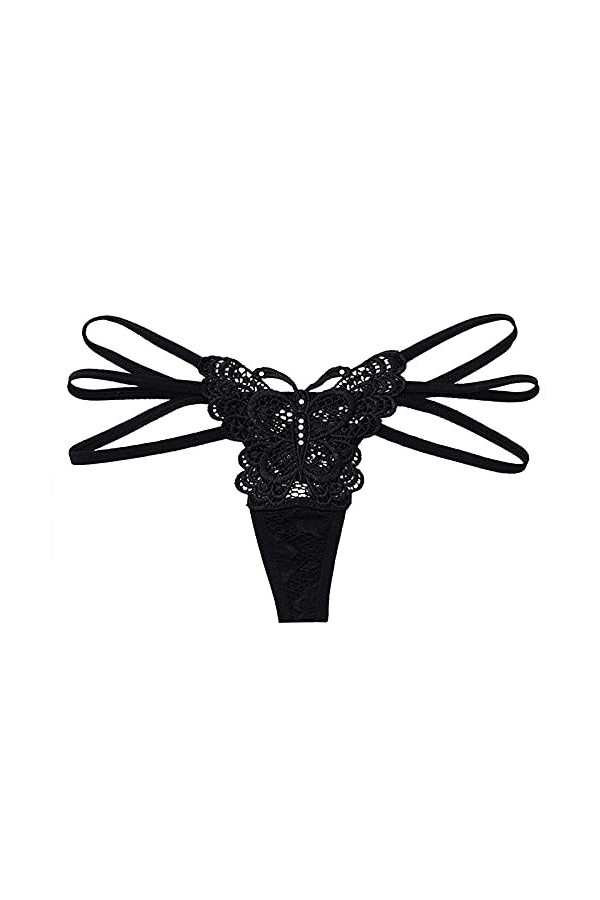 Culotte sexy avec nœud en dentelle pour femme, beige, M