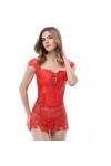 QARNBERG Lingerie Sexy Lingerie Sexy Dentelle Sexy Corps Bustier Corset Femmes Noir Taille Corsets Robe Rouge XXL 
