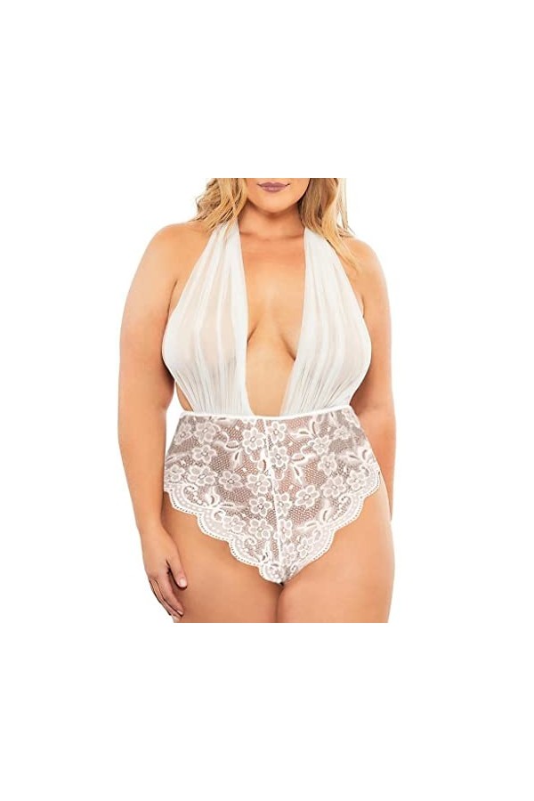 GFDFD Lingerie Plus Taille BabyDoll Sexy Sous-vêtements Femmes Sheer Dentelle Deep Vef Sexy Body Color : B, Size : M code 