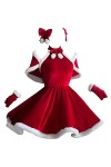 NC Costume de Noël sexy pour femme Robe de serveuse Rouge