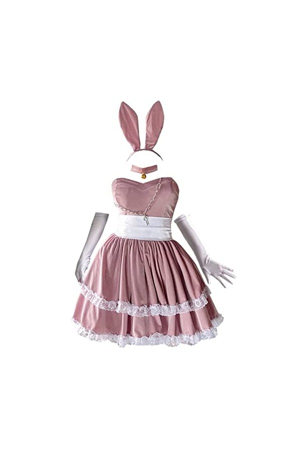 NC Femmes Noël Noël Femme Père Noël Cosplay Costume Sexy Lingerie Hiver Rose Noir Robe Maid Serveuse Bunny Girl Uniforme