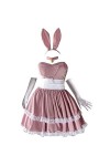 NC Femmes Noël Noël Femme Père Noël Cosplay Costume Sexy Lingerie Hiver Rose Noir Robe Maid Serveuse Bunny Girl Uniforme