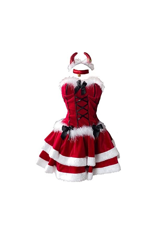 NC Costume de Noël sexy pour femme Costume de Père Noël Cosplay Robe rouge