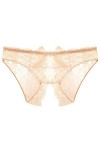 ZHINIAN Sous-vêtements taille basse ouverte en dentelle sexy à lentrejambe pour femme, beige, M