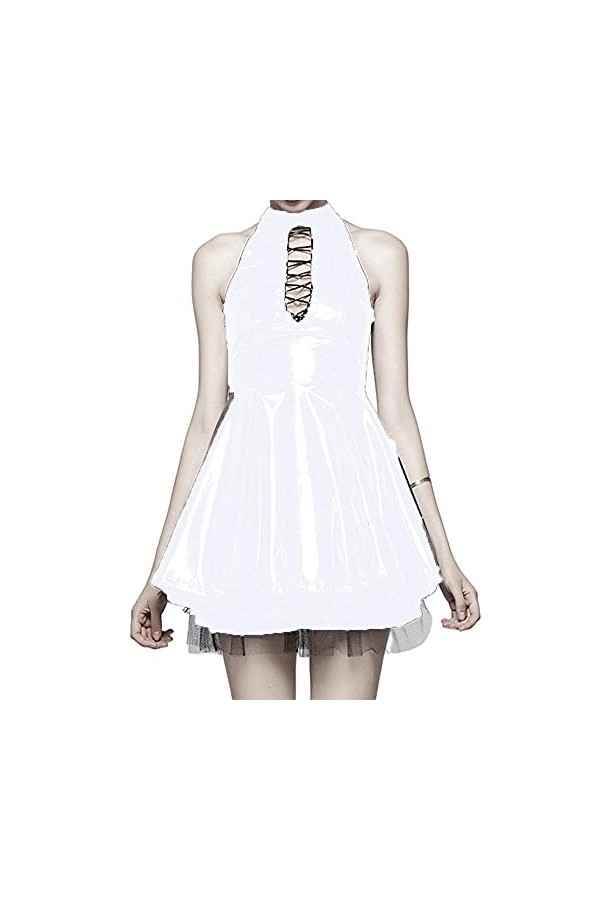 Summer Sexy Mini robe Fête Fête Streetwear Streetwear Lacee Up Punk Robes Gothic Vestidos Plus Taille S-7XL-Violet_S