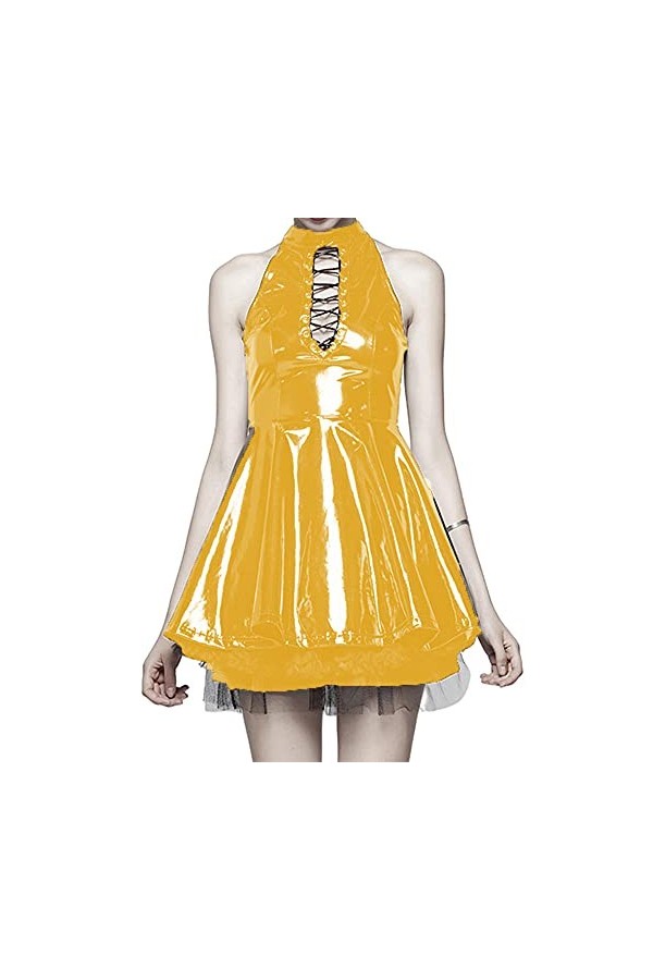 Summer Sexy Mini robe Fête Fête Streetwear Streetwear Lacee Up Punk Robes Gothic Vestidos Plus Taille S-7XL-Violet_S