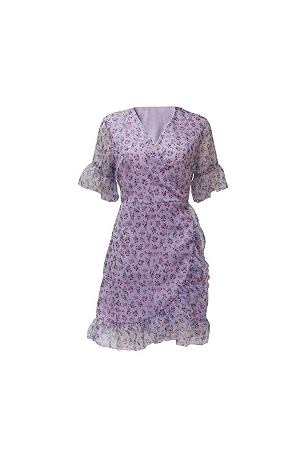 CHYSP Robe de soirée Robes de soirée Robes de col en Mousseline de Mousseline Sexuelle de Mode Color : Purple, Size : Scode 