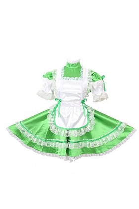 GOceBaby Sissy Servante Vert Satin Serrure Robe Uniform Costume Crossdress L 
