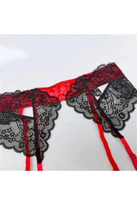 Dames Dentelle Garniture Taille Creuse Boucle en métal Bas Sexy Porte-Jarretelles Accessoires de Lingerie D Talla ?nica 