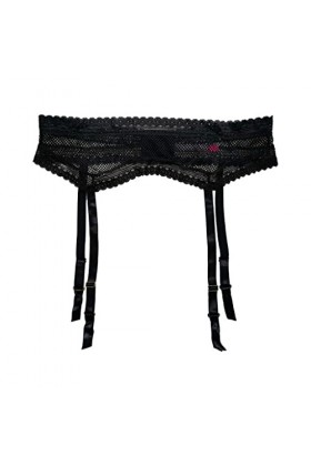 TONZN Noir Femmes Maille Dentelle métal Clips Porte-Jarretelles Sexy pour Bas Lingeries Sexy sous-vêtements Cadeau Svart XX 