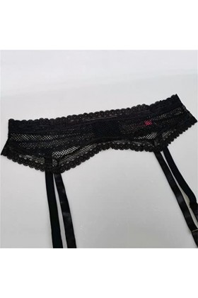 TONZN Noir Femmes Maille Dentelle métal Clips Porte-Jarretelles Sexy pour Bas Lingeries Sexy sous-vêtements Cadeau Svart XX 