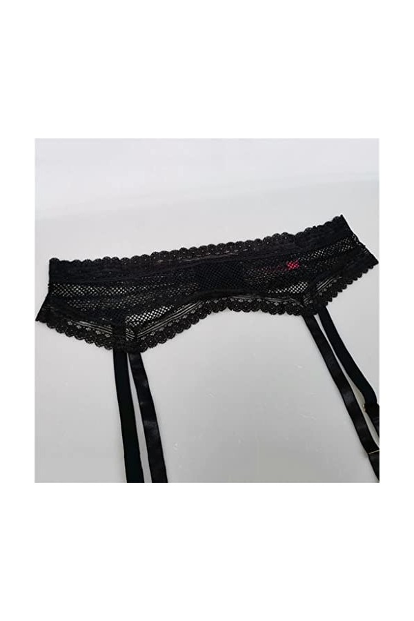 TONZN Noir Femmes Maille Dentelle métal Clips Porte-Jarretelles Sexy pour Bas Lingeries Sexy sous-vêtements Cadeau Svart XX 