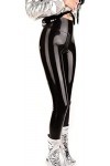 IDOBLO Sexy Femmes Taille Haute Latex Leggings Entrejambe Zip Personnalisé,Bleu Ciel,4XL