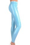 IDOBLO Lake Blue Sexy Latex Leggings Pantalons en Caoutchouc Pantalons Bottoms Front to Back Zippers,lac Bleu,XXL