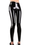 IDOBLO Leggings en Latex Noir Sexy avec Fermetures À Glissière À lentrejambe Pantalons Longs en Caoutchouc Jeans Pantalons B