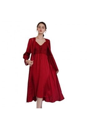 Robe De Pyjama Suspendue Femmes Sexy Deux Pièces Ensemble Mince Dentelle De Glace Dété Pyjama Pyjamas Femmes Manches Longues