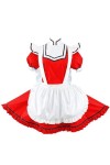 JQYTEN Sissy Shiny PVC Peter Pan Collar A-Line Dress Cosplay Exotic Maid Dress with Apron Wet Look Glossy Leather Mini Pleate