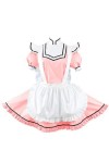 JQYTEN Sissy Shiny PVC Peter Pan Collar A-Line Dress Cosplay Exotic Maid Dress with Apron Wet Look Glossy Leather Mini Pleate